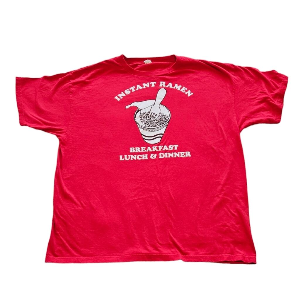 2XL Instant Ramen funny t-shirt, men's red short sleeves, 100% cotton. Not worn